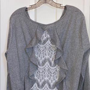 Lace back long grey long sleeve Kimono 2X